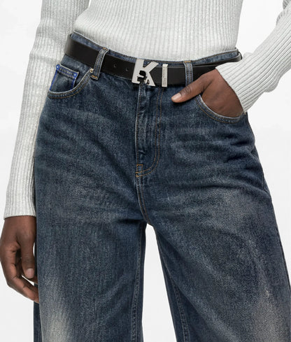 K logo leather belt