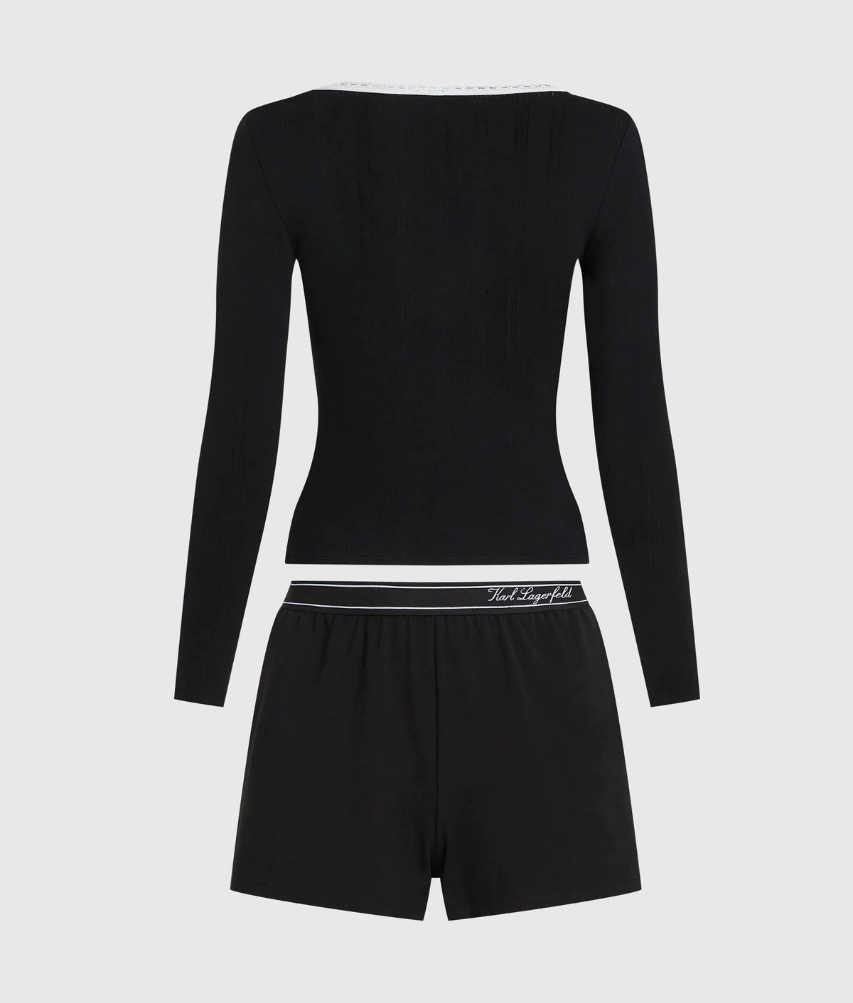 Long-sleeved pajama top and shorts gift set