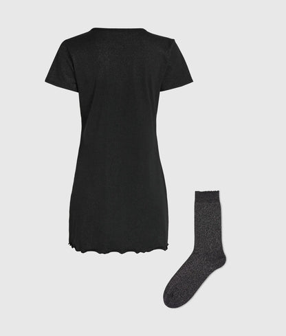 Ikon glitter pajama dress and socks gift set