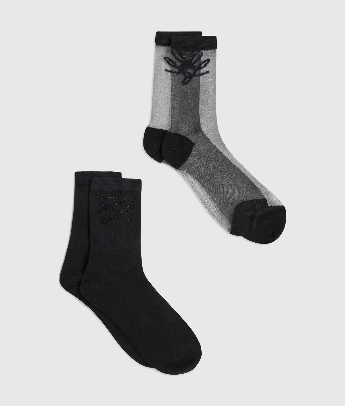 Autograph mesh and rhinestone socks - 2-pack