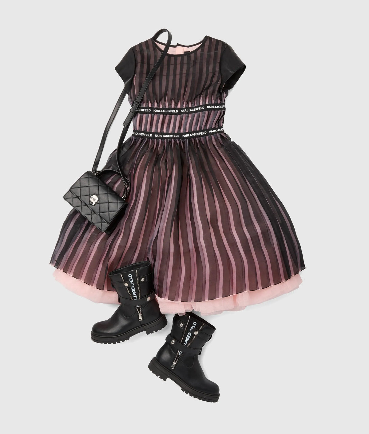 Girls pleated mesh dress