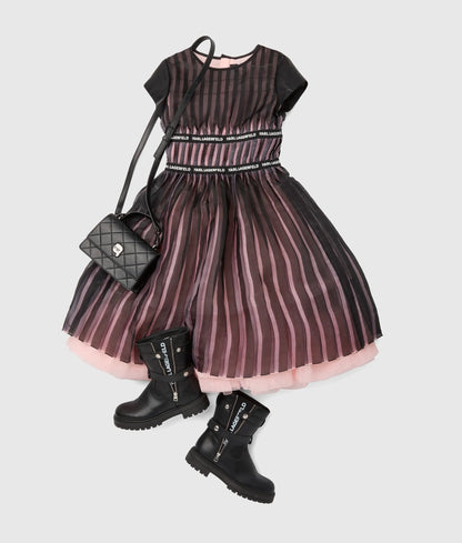 Girls pleated mesh dress