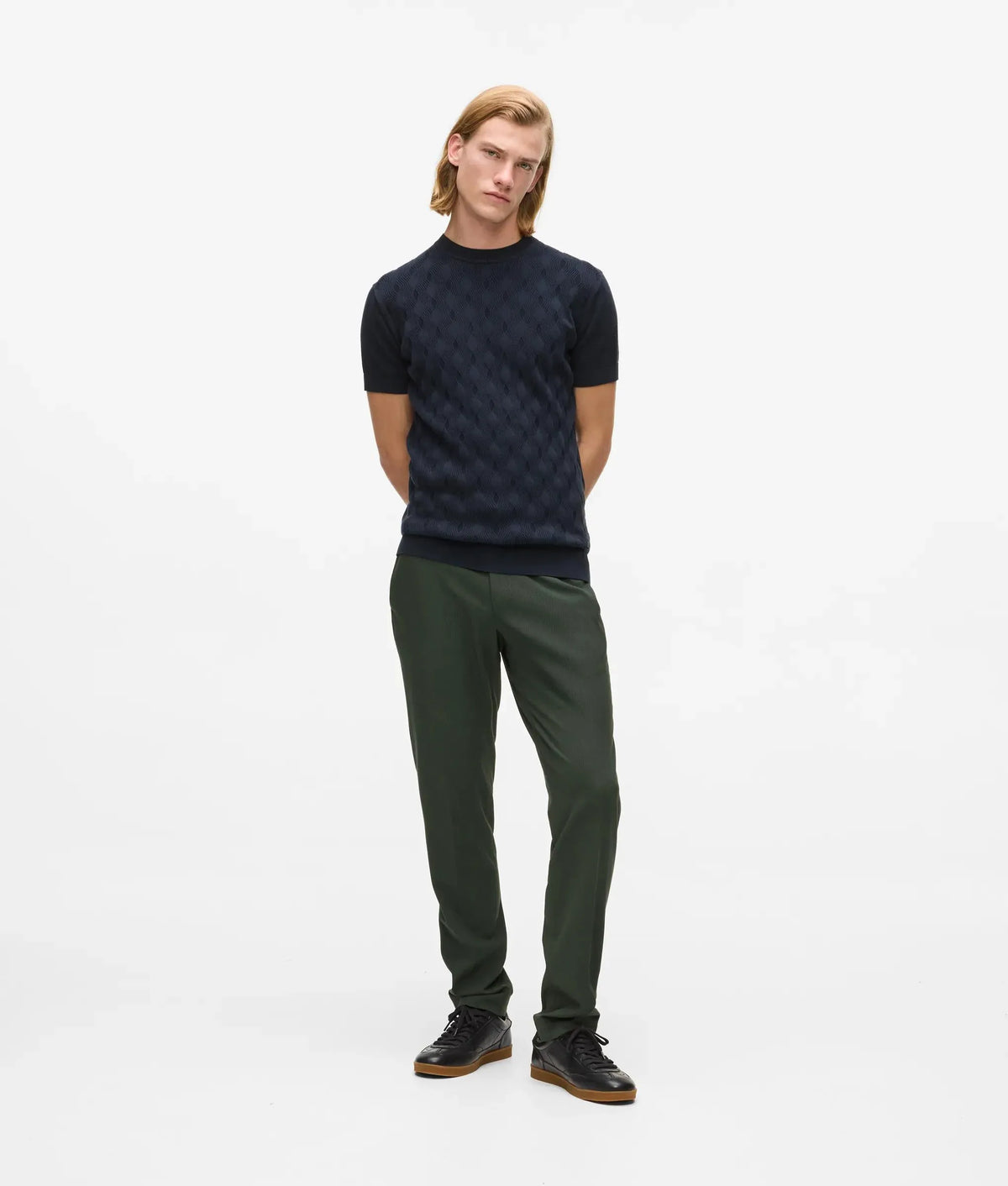 Textured short-sleeved sweater