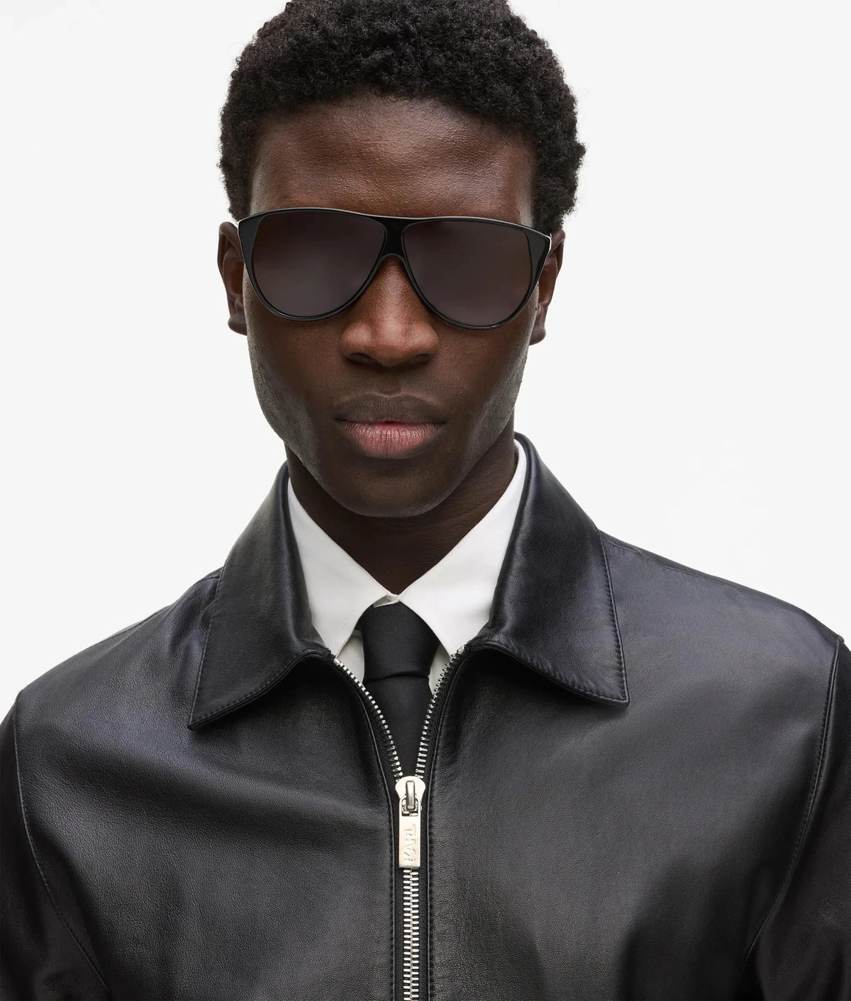 Zip-up leather jacket