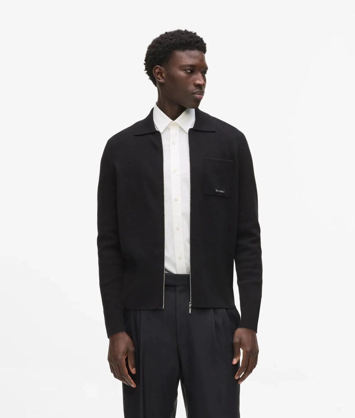 Knit zip-up jacket