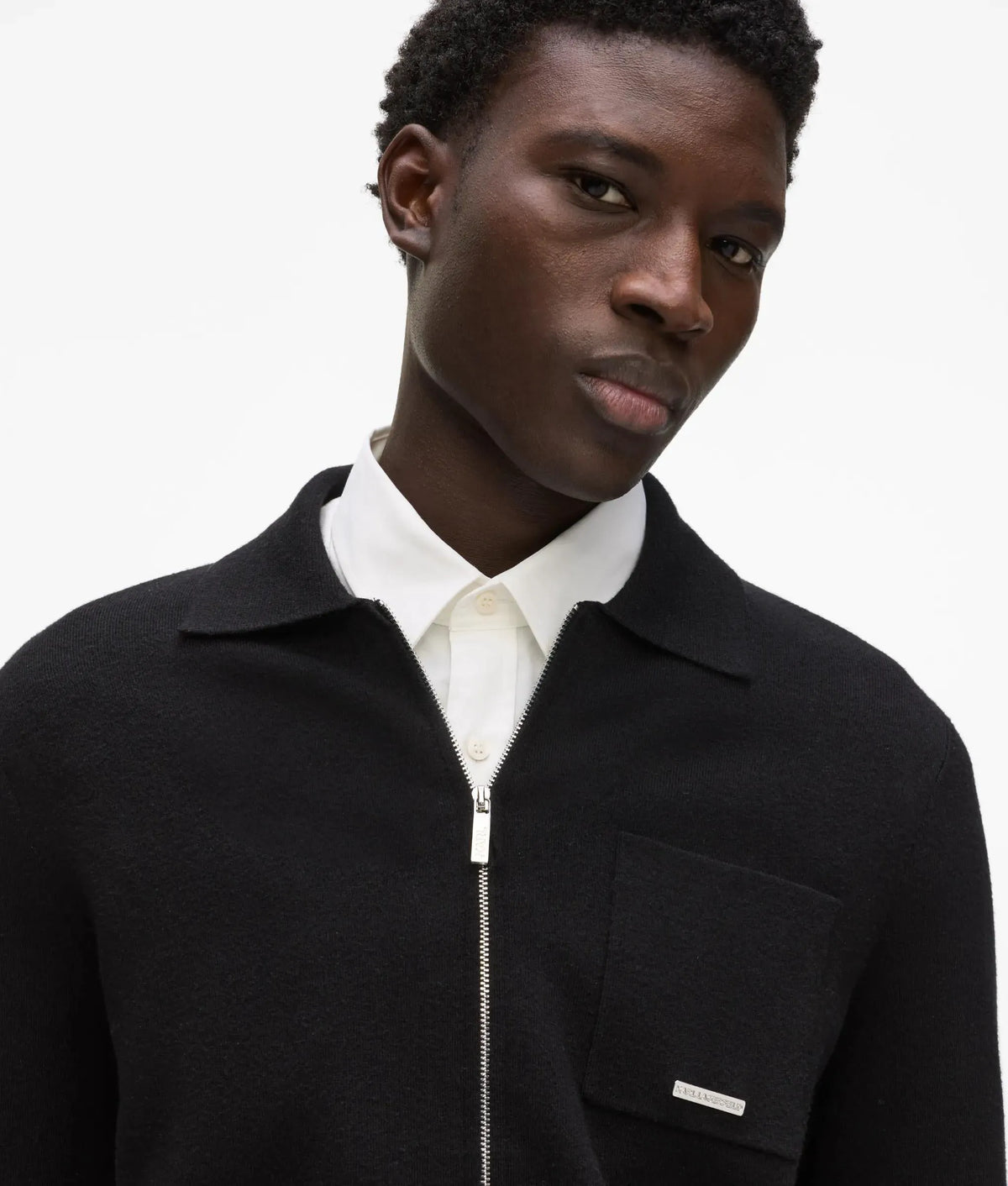 Knit zip-up jacket