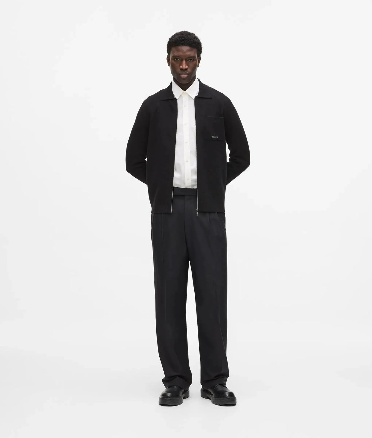 Knit zip-up jacket