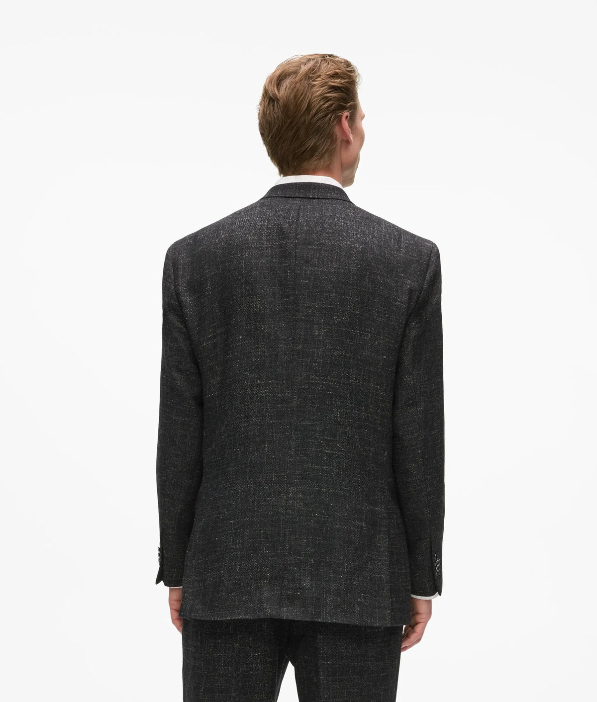 Double-breasted textured suit jacket