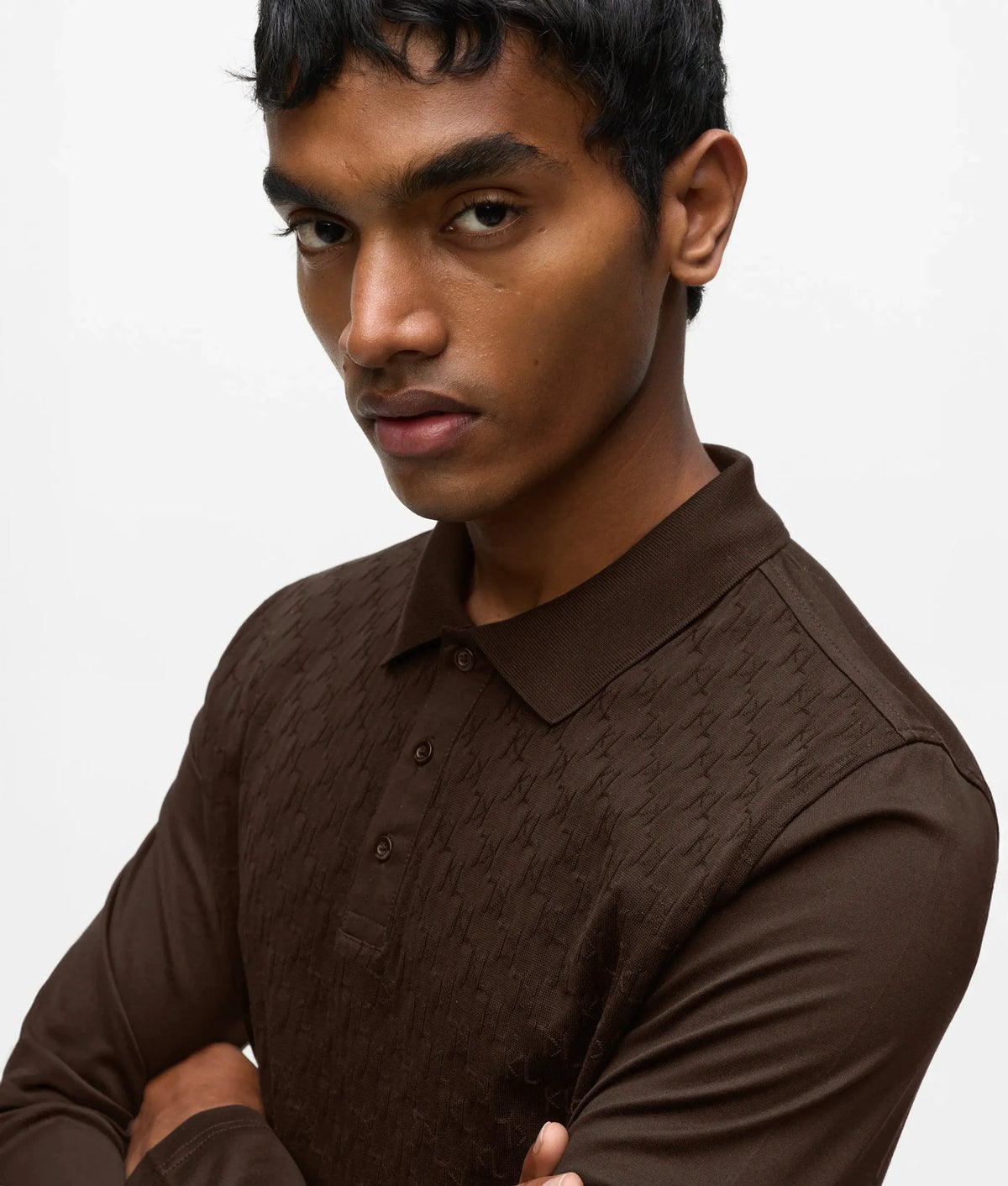 Monogram long-sleeved polo shirt