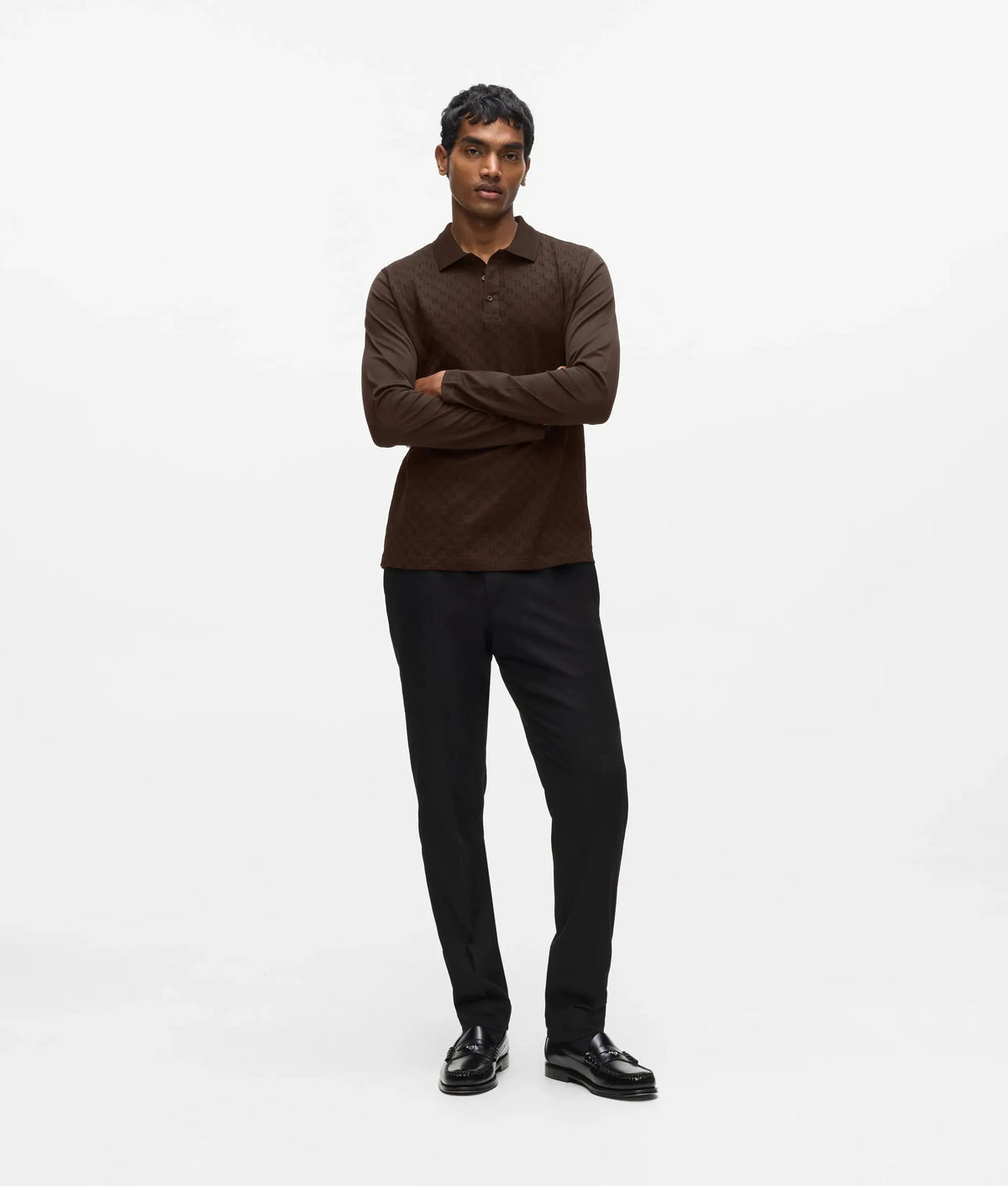 Monogram long-sleeved polo shirt