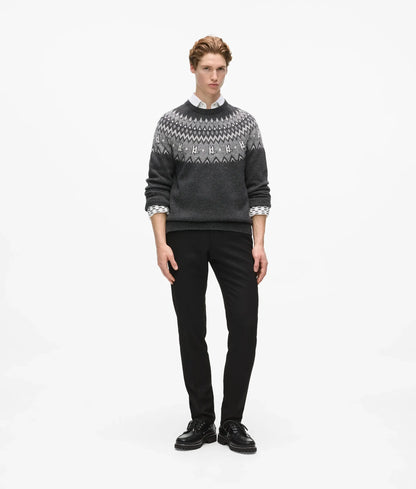 Slim-fit faux-leather trim suit pants