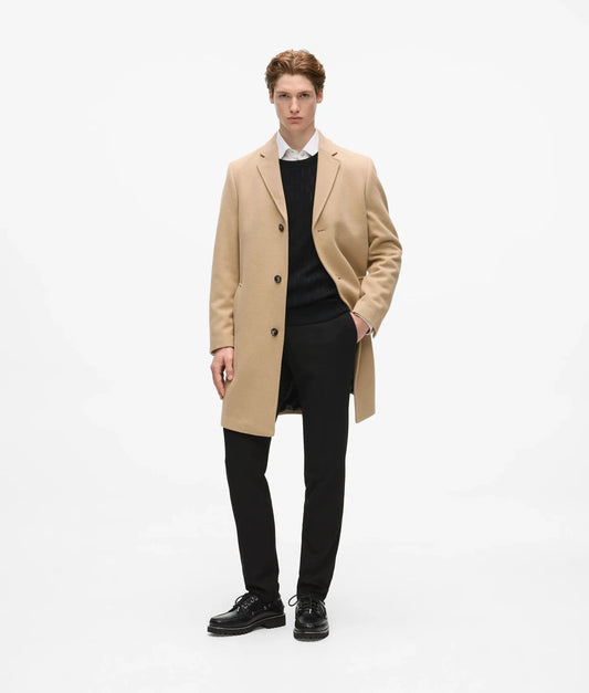 Single-breasted wool-blend coat