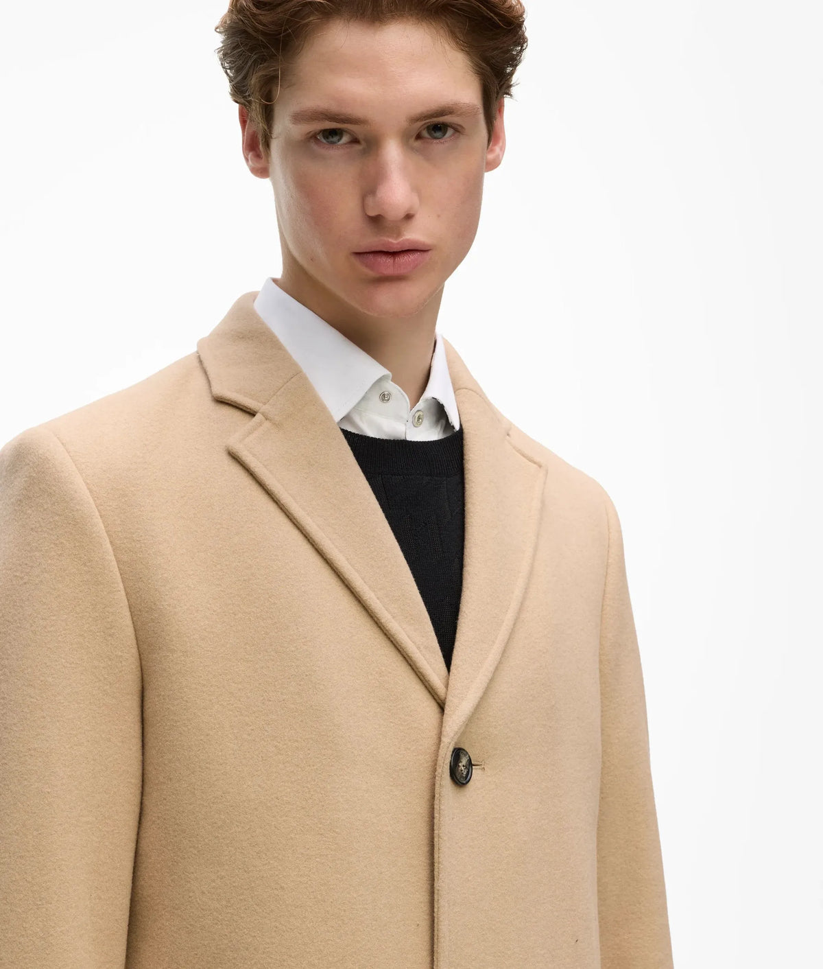Single-breasted wool-blend coat