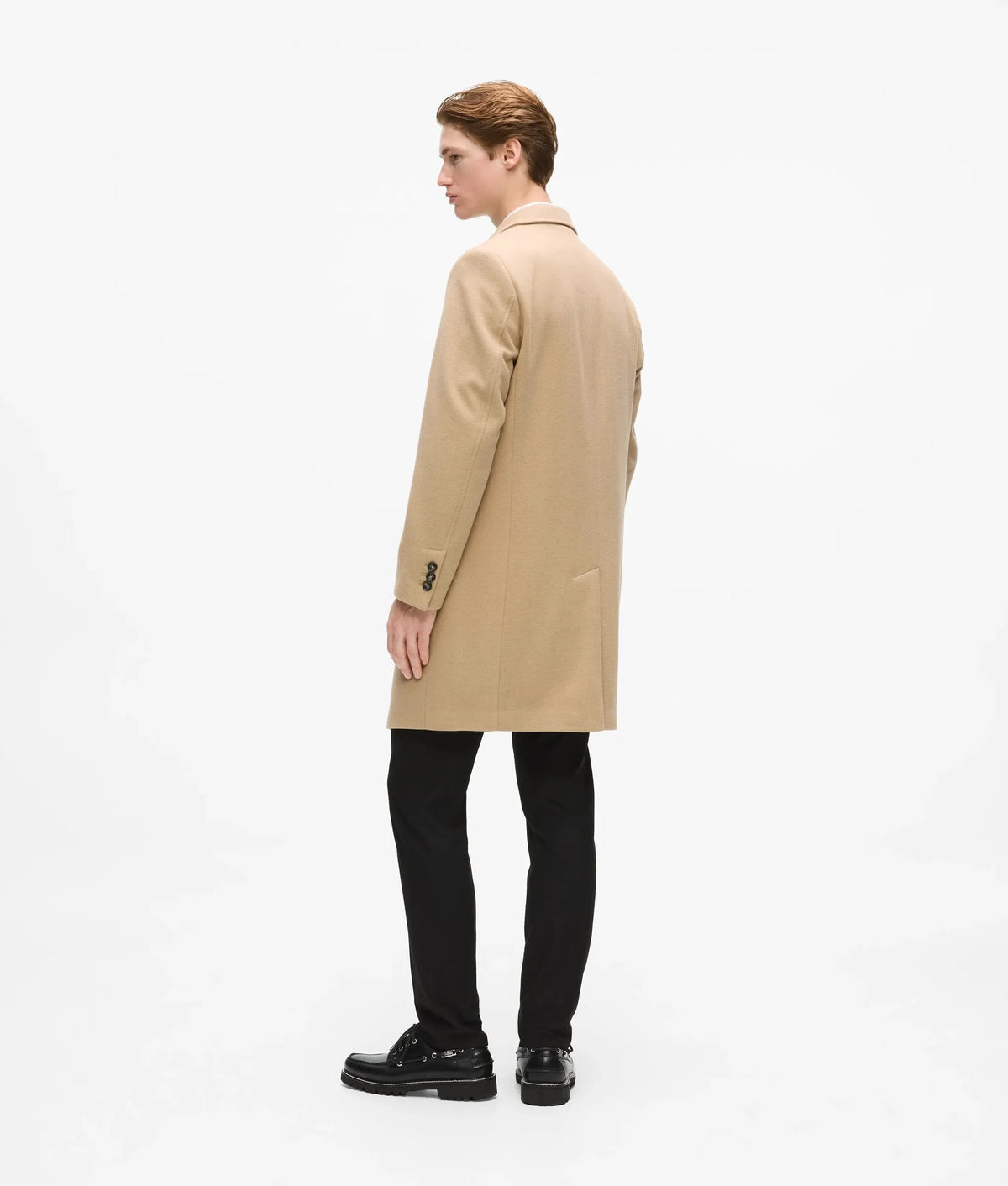 Single-breasted wool-blend coat
