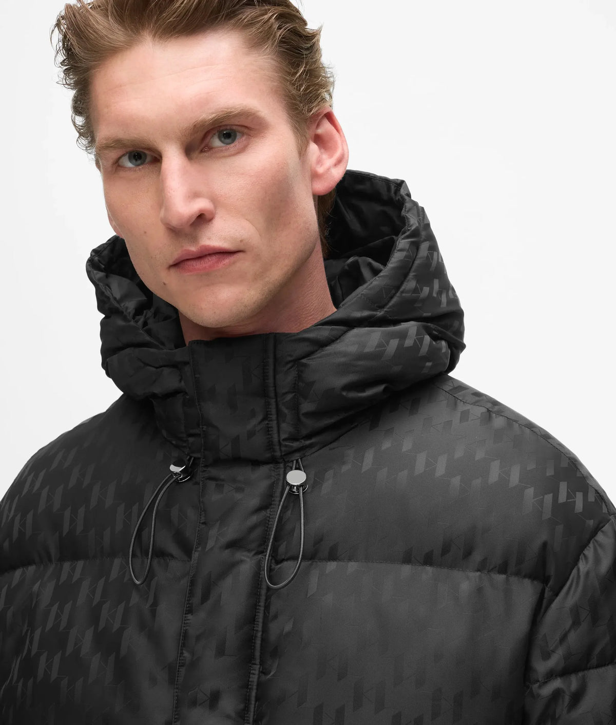 Monogram hooded puffer jacket