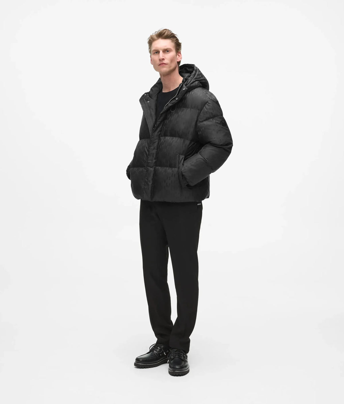 Monogram hooded puffer jacket