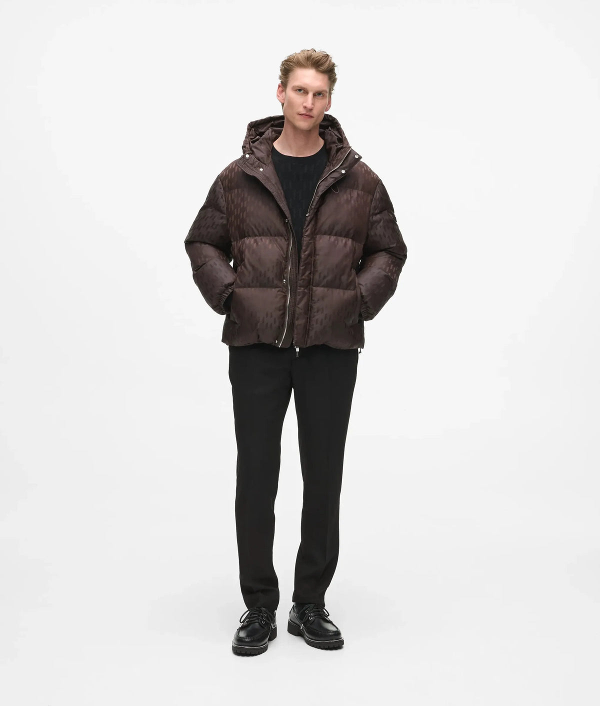 Monogram hooded puffer jacket