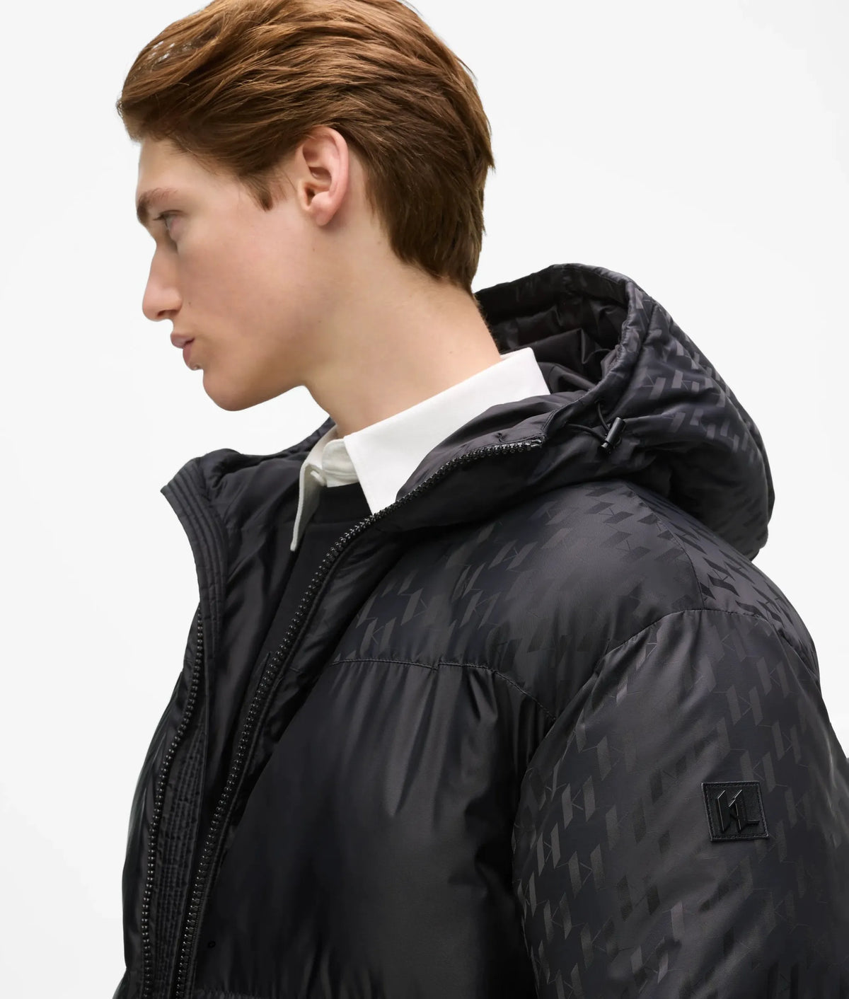 Monogram panel puffer jacket