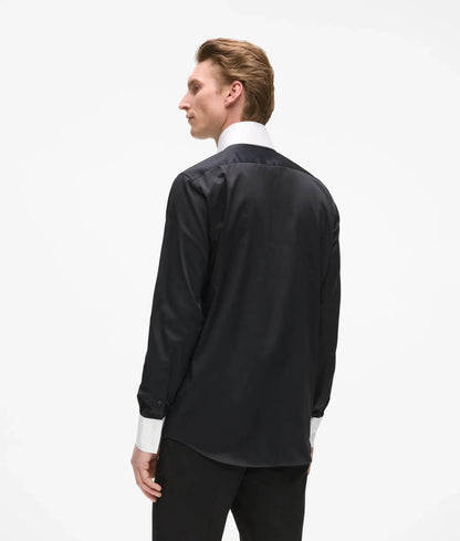 Modern-fit round collar shirt