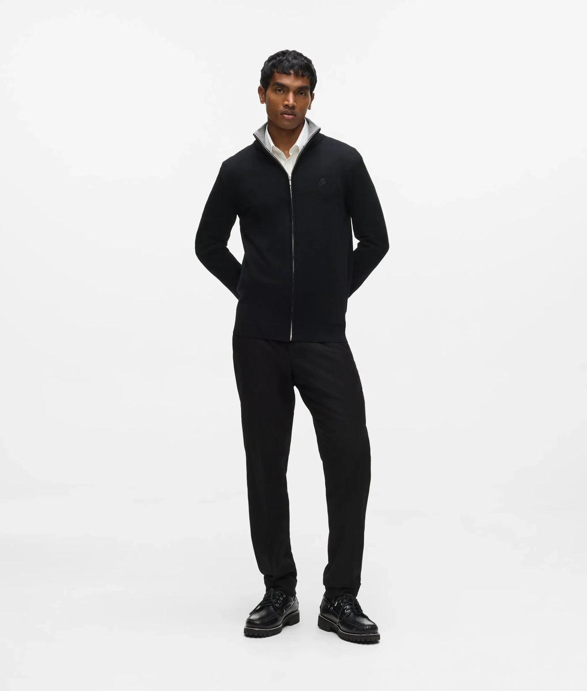 Wool zip-up cardigan