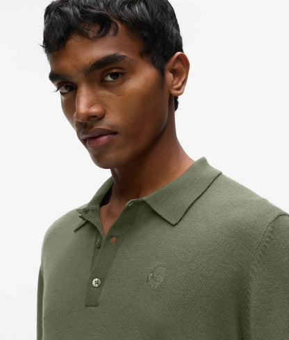 Wool long-sleeved polo shirt
