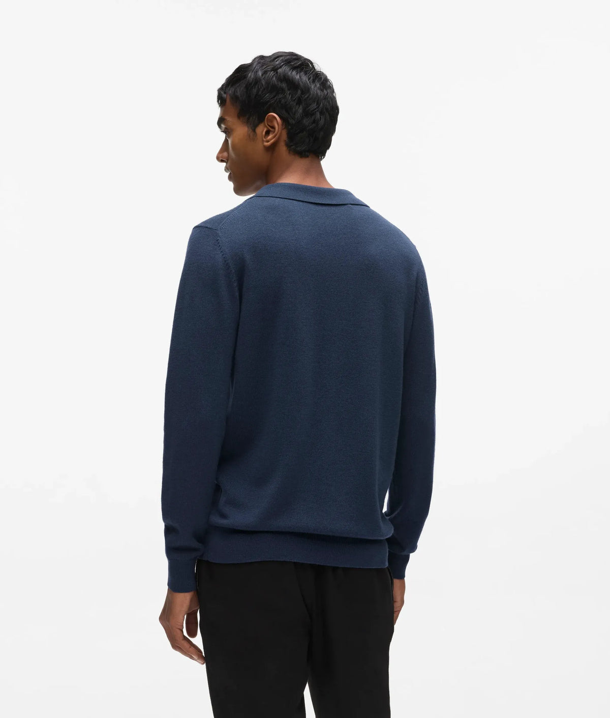 Wool long-sleeved polo shirt