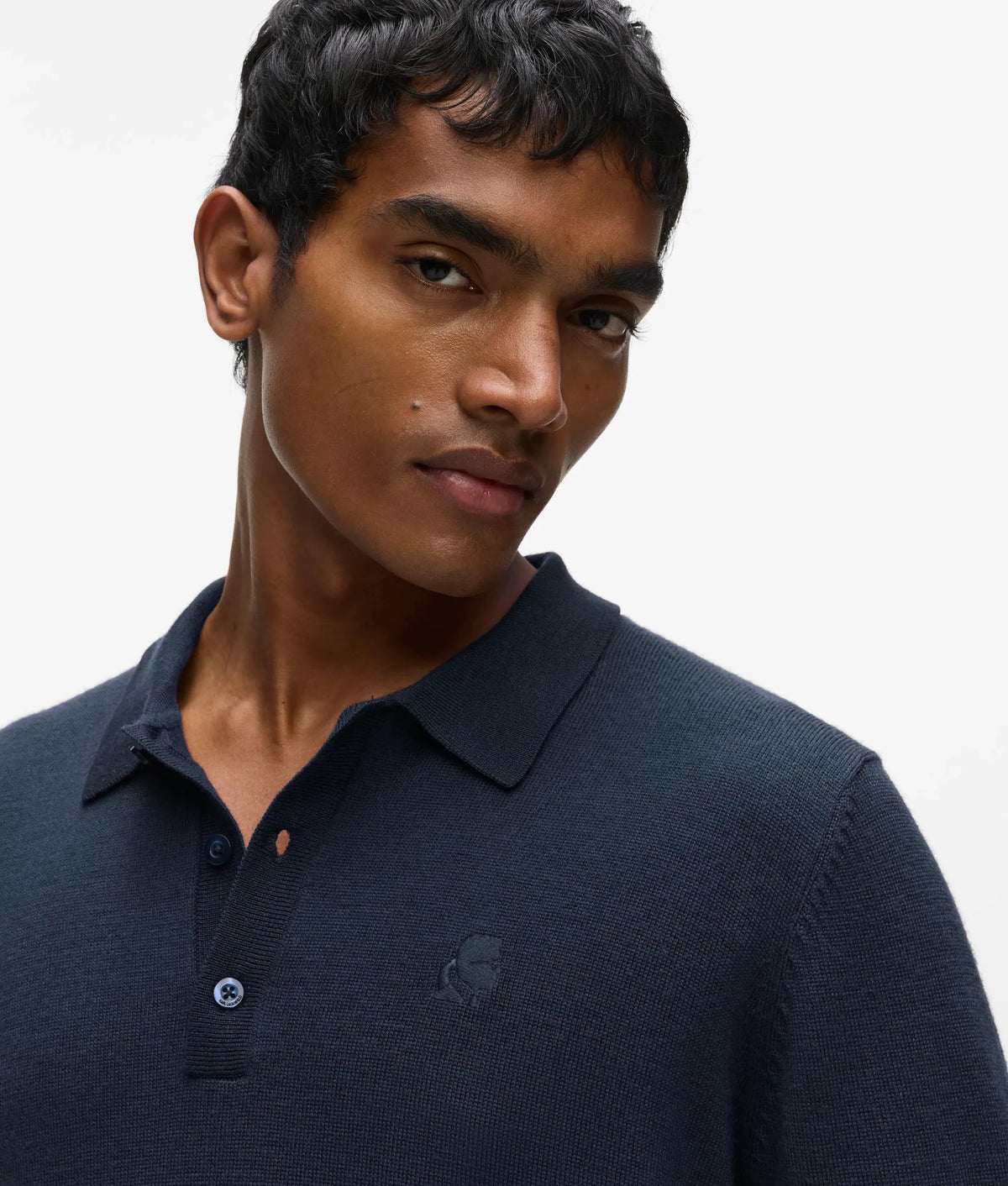 Wool long-sleeved polo shirt