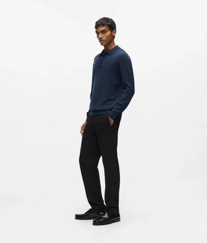 Wool long-sleeved polo shirt