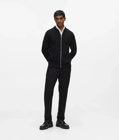 Cable-knit zip-up cardigan