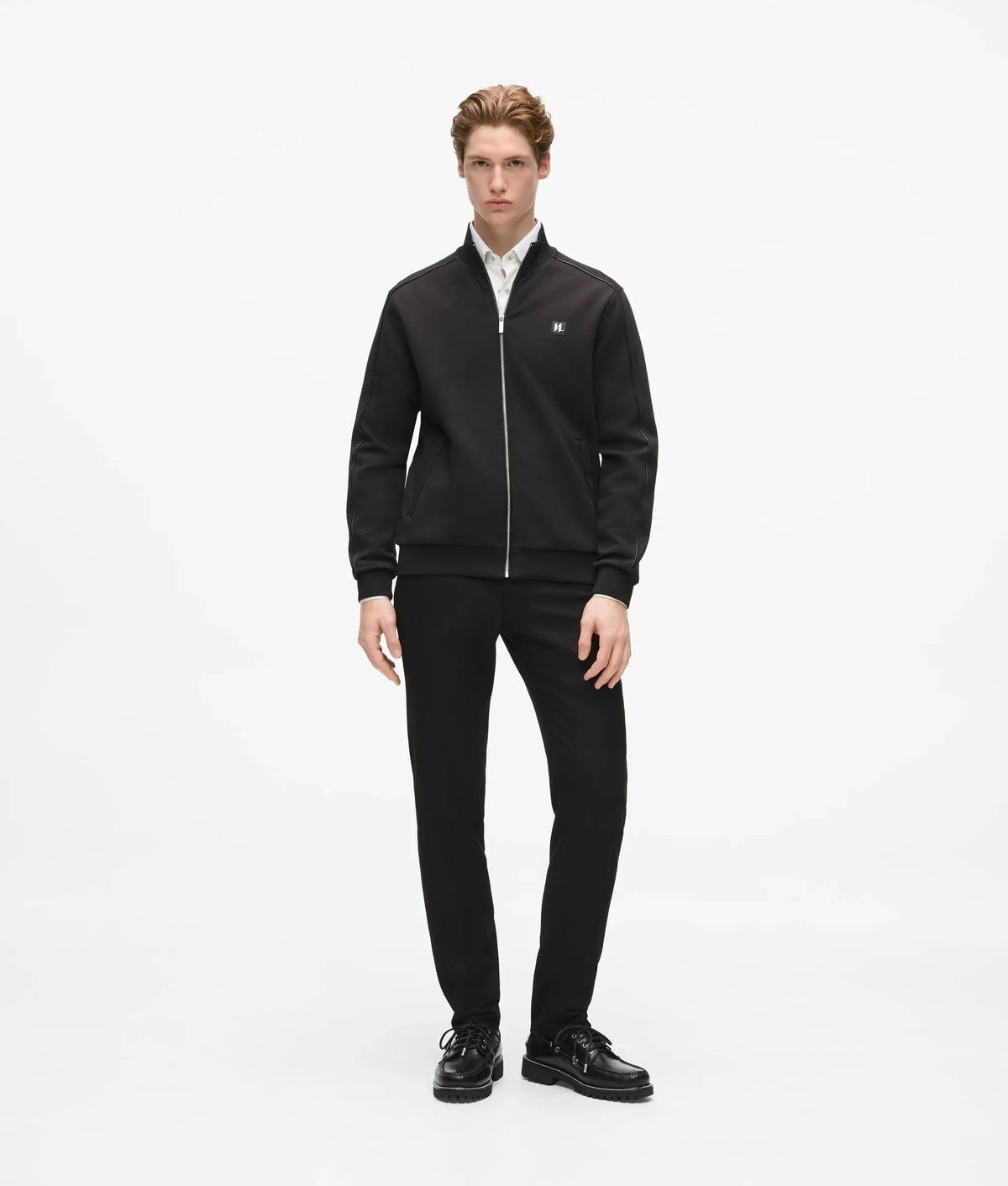 Zip-up metallic trim jacket