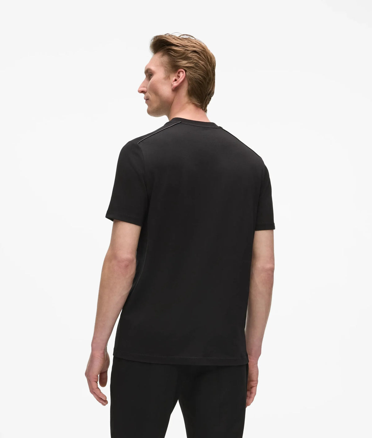 Faux-leather piping T-shirt
