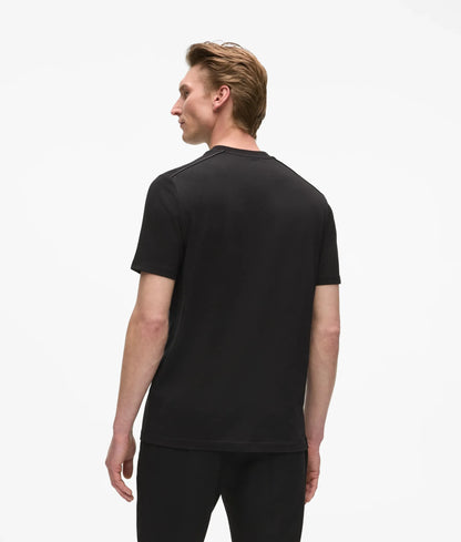 Faux-leather piping T-shirt