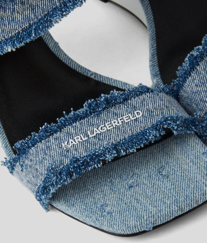 Waverly twin strap denim heeled sandals