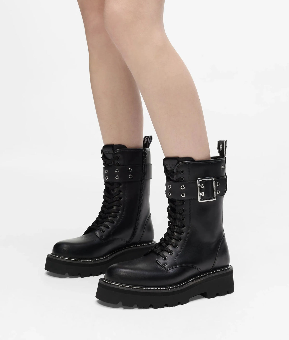 Kyla lace-up buckle boots
