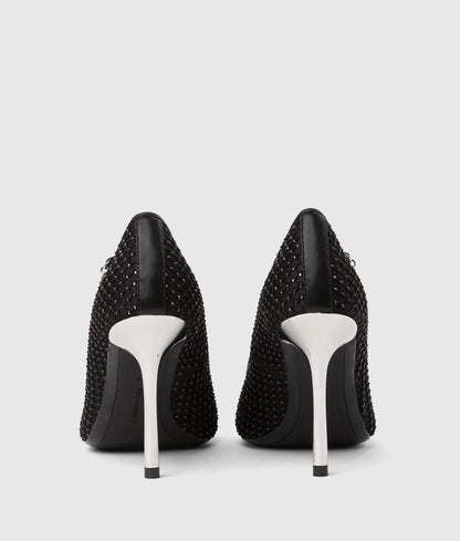 Sarabande gemstone mesh heels