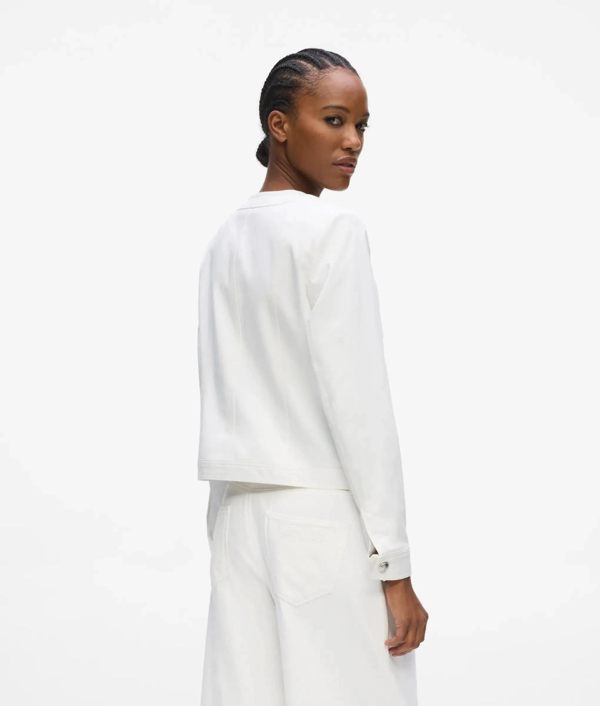 Collarless bow detail jacket