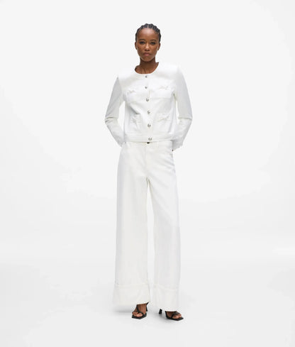 Collarless bow detail jacket
